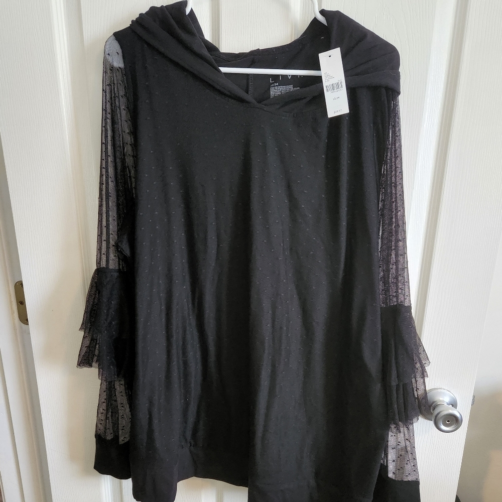 Livi Active Black Lace Hoodie 22/24 NWT
